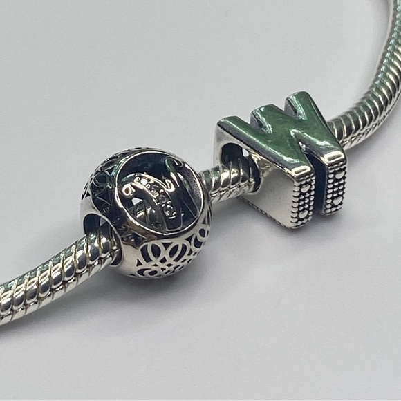 Sterling Silver Letter W Charm - Picture 8 of 10